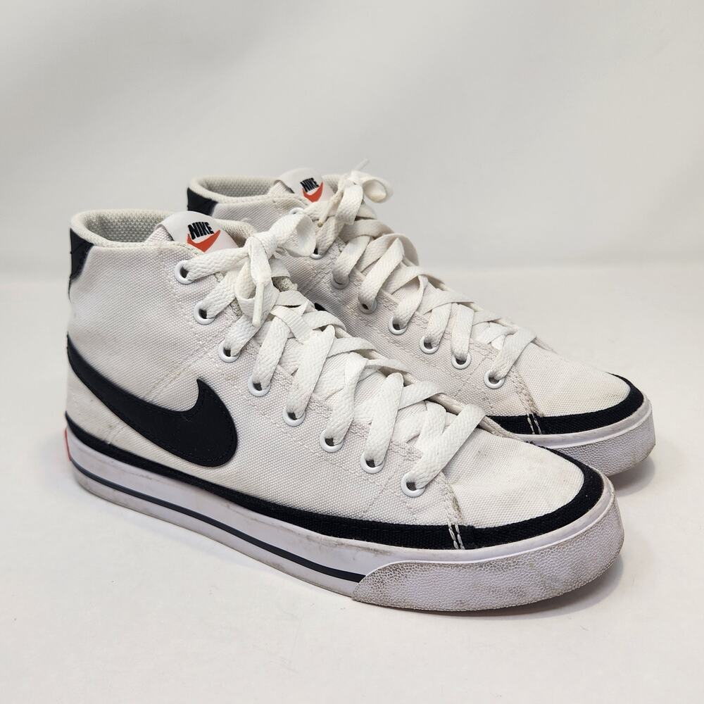 Nike Court Legacy Mid Cavas Sneakers Women Size 6.5 White Black Casual Shoes